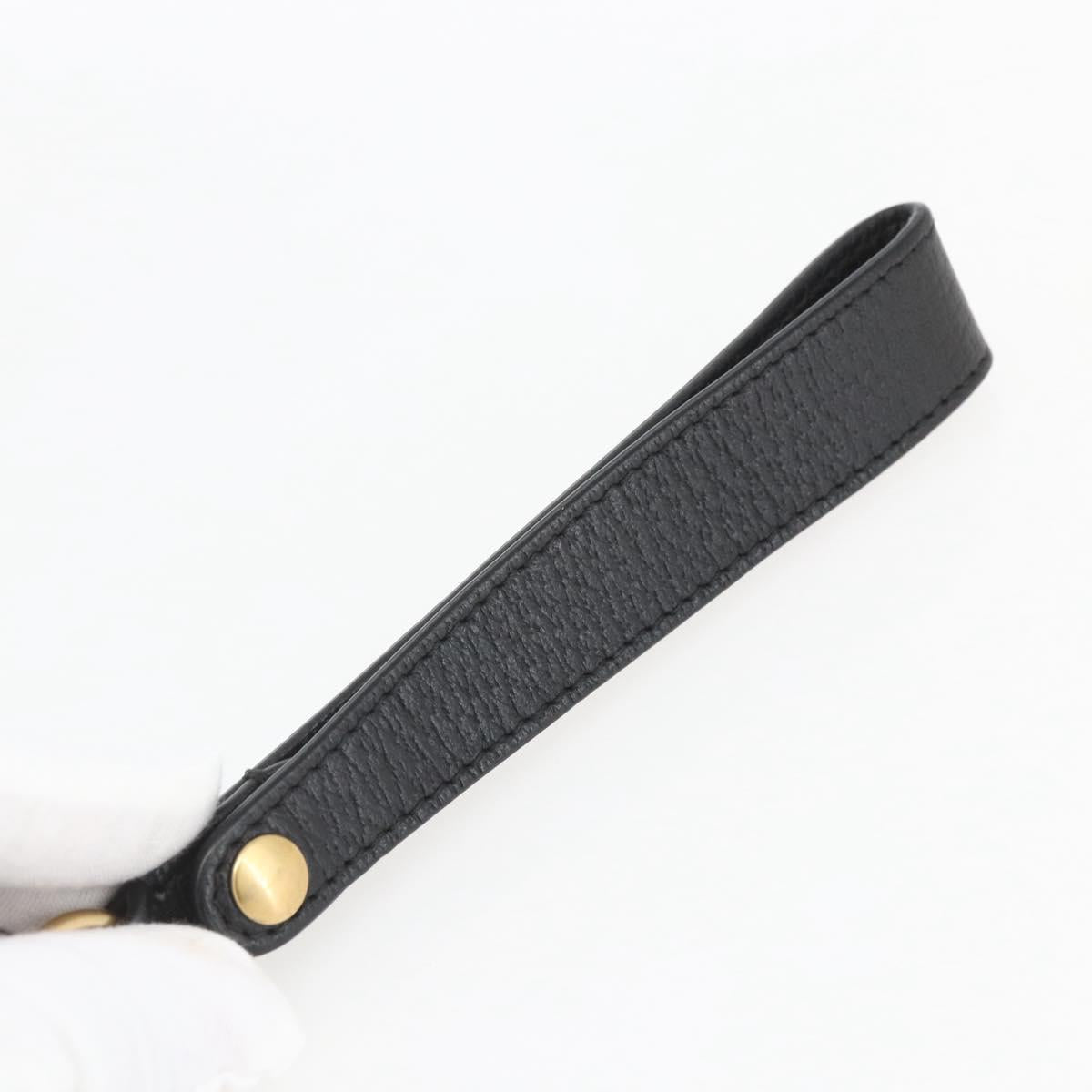 GUCCI Clutch Bag Leather Black Gold 475317 Auth ka1319