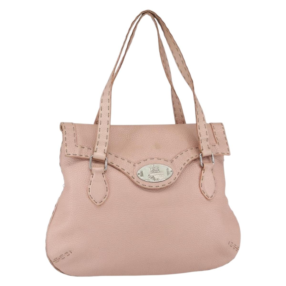 FENDI Celeria Hand Bag Leather Pink Auth ka1320