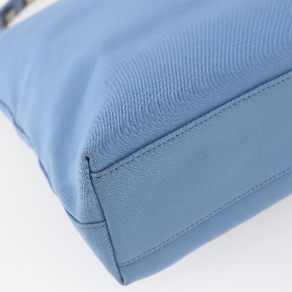Salvatore Ferragamo Shoulder Bag Nylon Light Blue Silver Auth ka1321