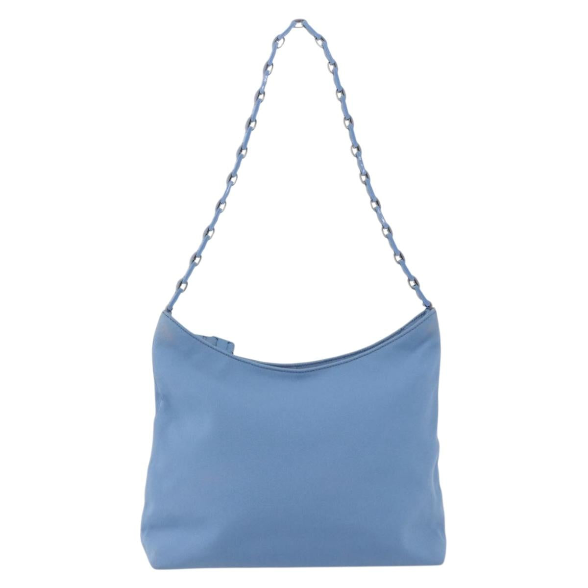Salvatore Ferragamo Shoulder Bag Nylon Light Blue Silver Auth ka1321
