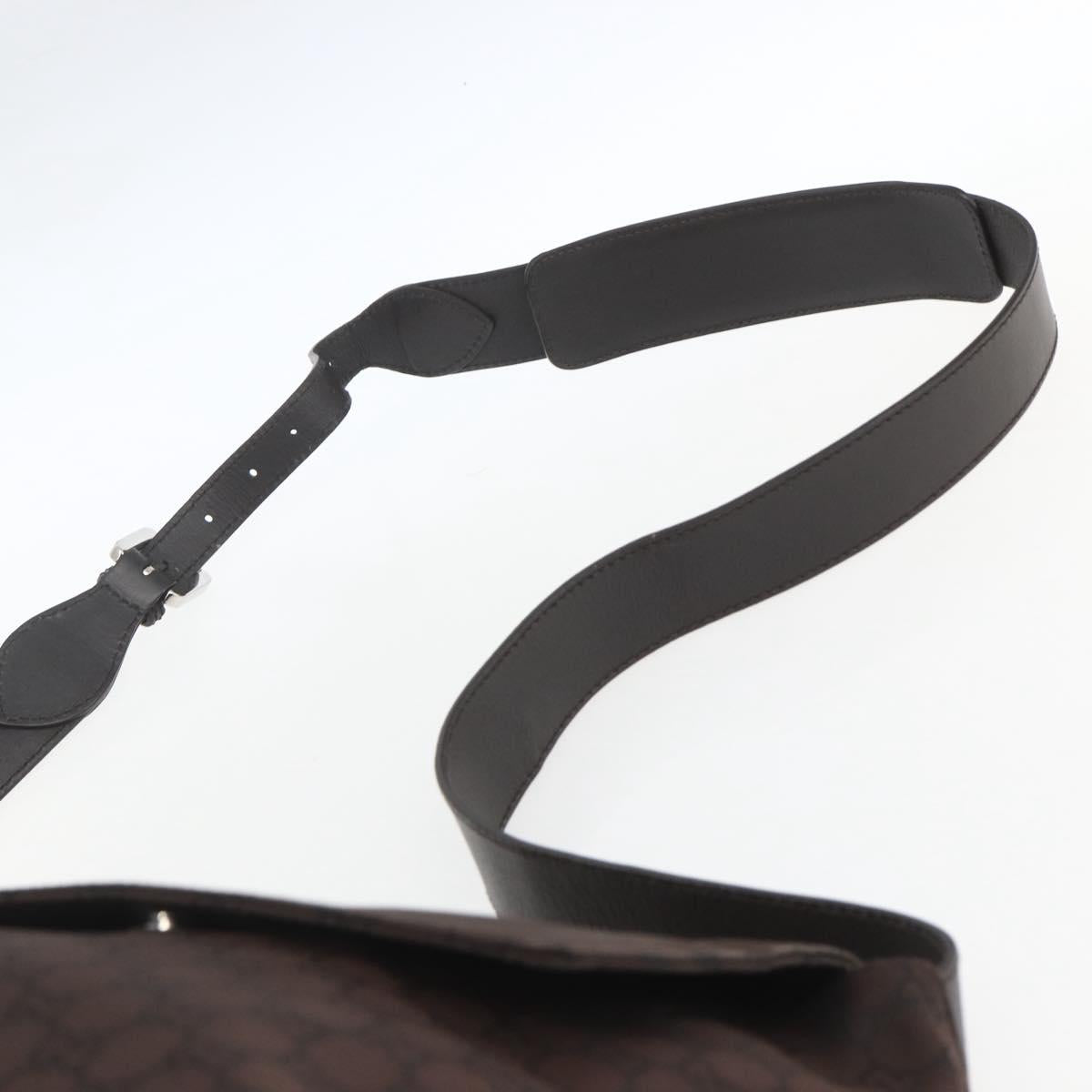 GUCCI GG Canvas Shoulder Bag Brown Silver 272350 Auth ka1322