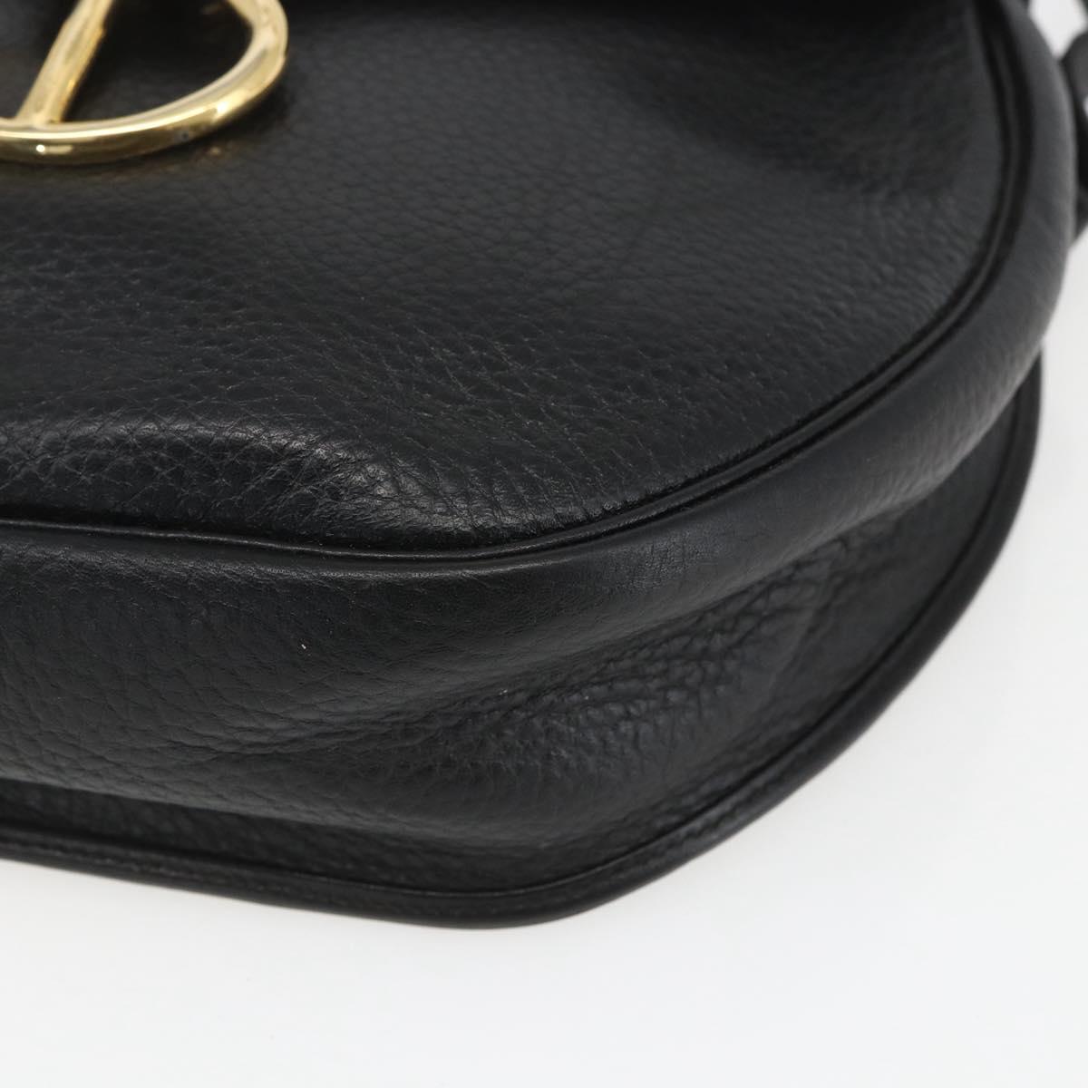 Christian Dior Shoulder Bag Leather Black Gold Auth ka1324