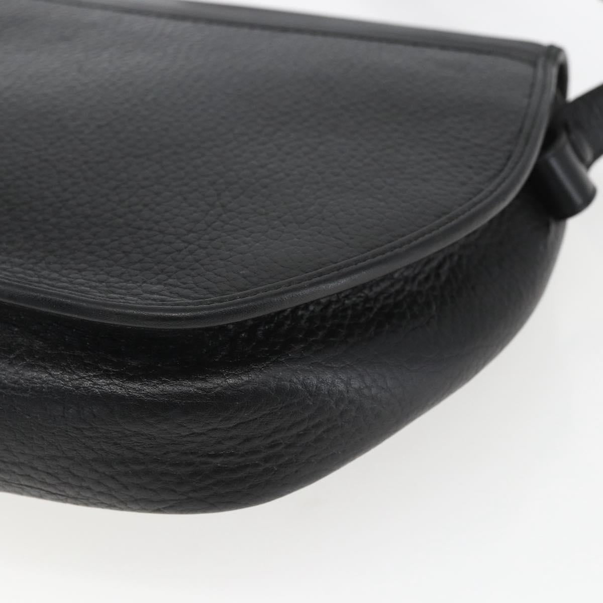 Christian Dior Shoulder Bag Leather Black Gold Auth ka1324