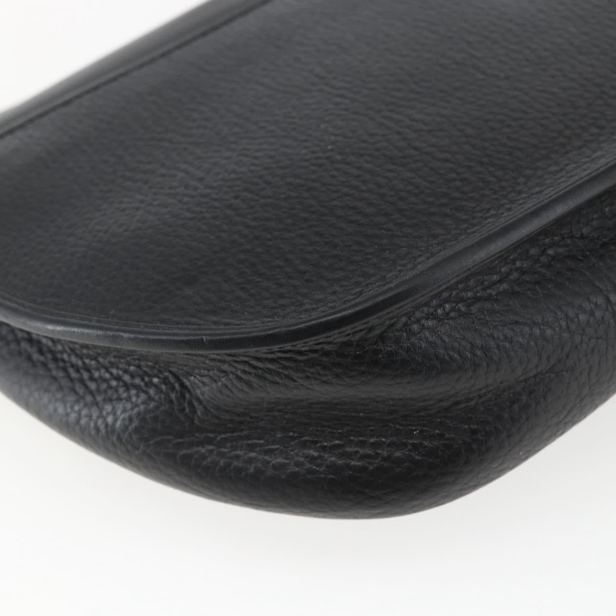 Christian Dior Shoulder Bag Leather Black Gold Auth ka1324