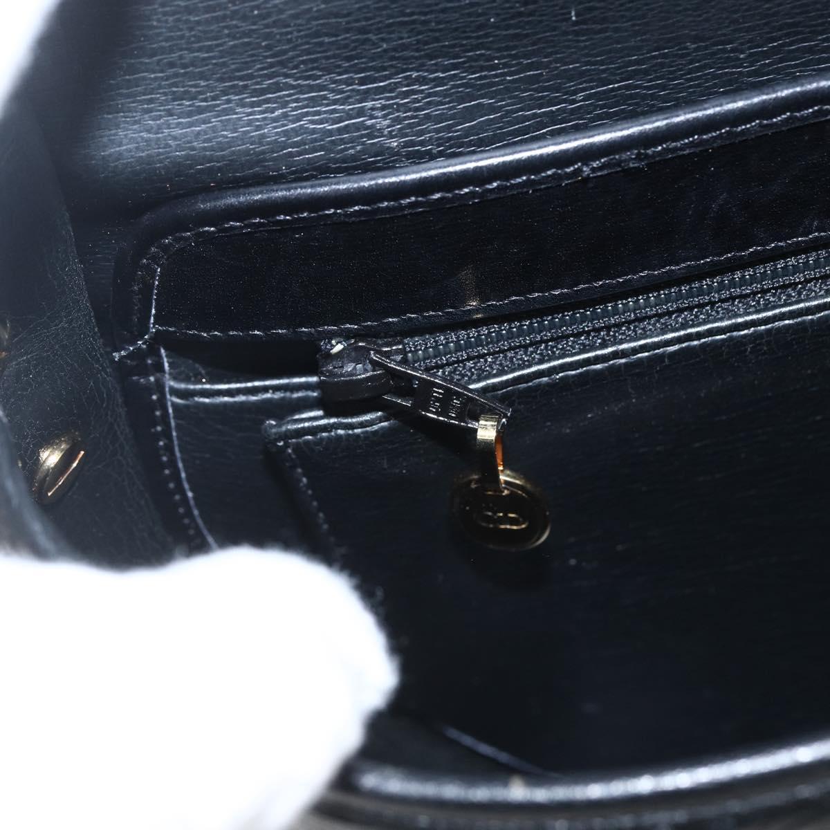 Christian Dior Shoulder Bag Leather Black Gold Auth ka1324