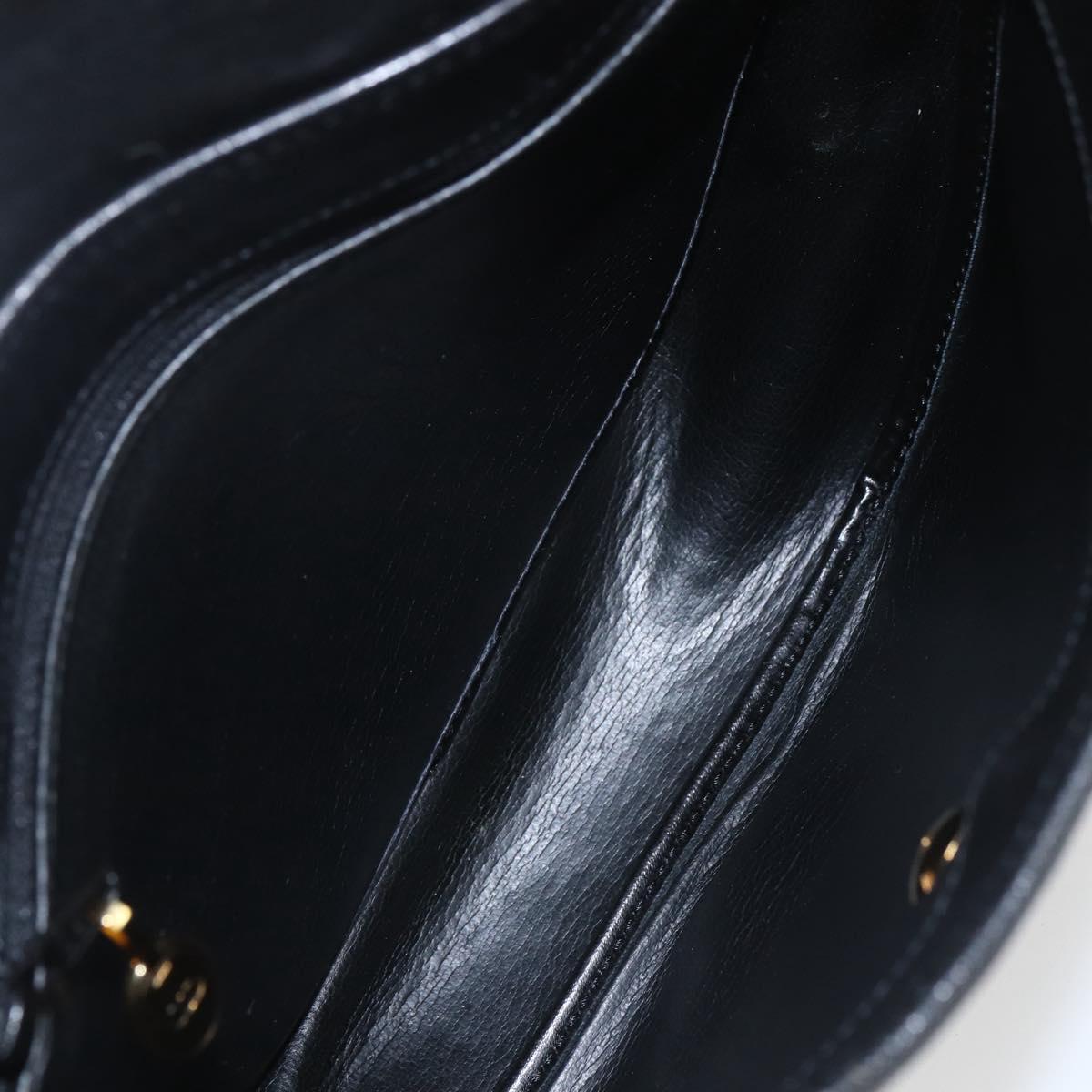 Christian Dior Shoulder Bag Leather Black Gold Auth ka1324