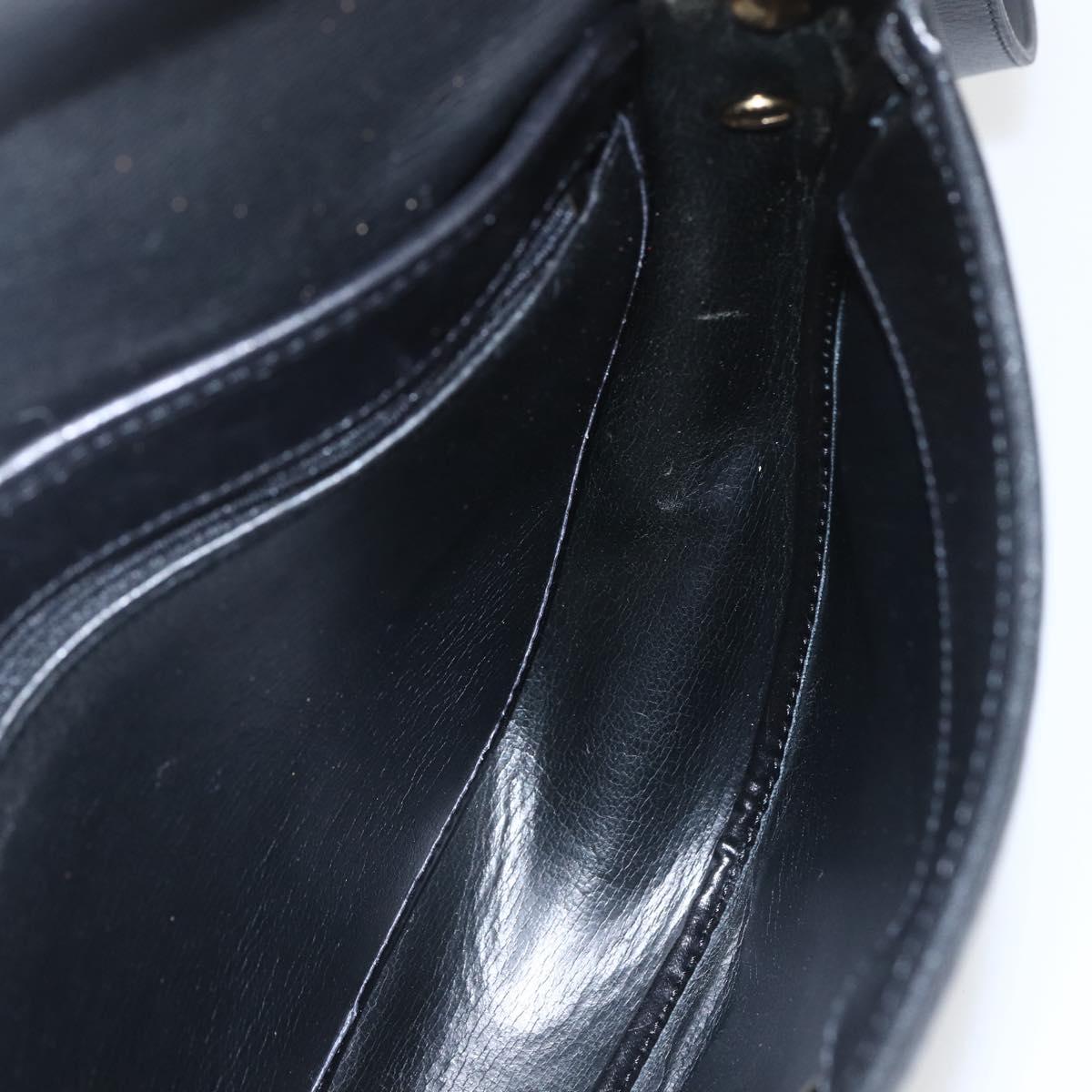 Christian Dior Shoulder Bag Leather Black Gold Auth ka1324