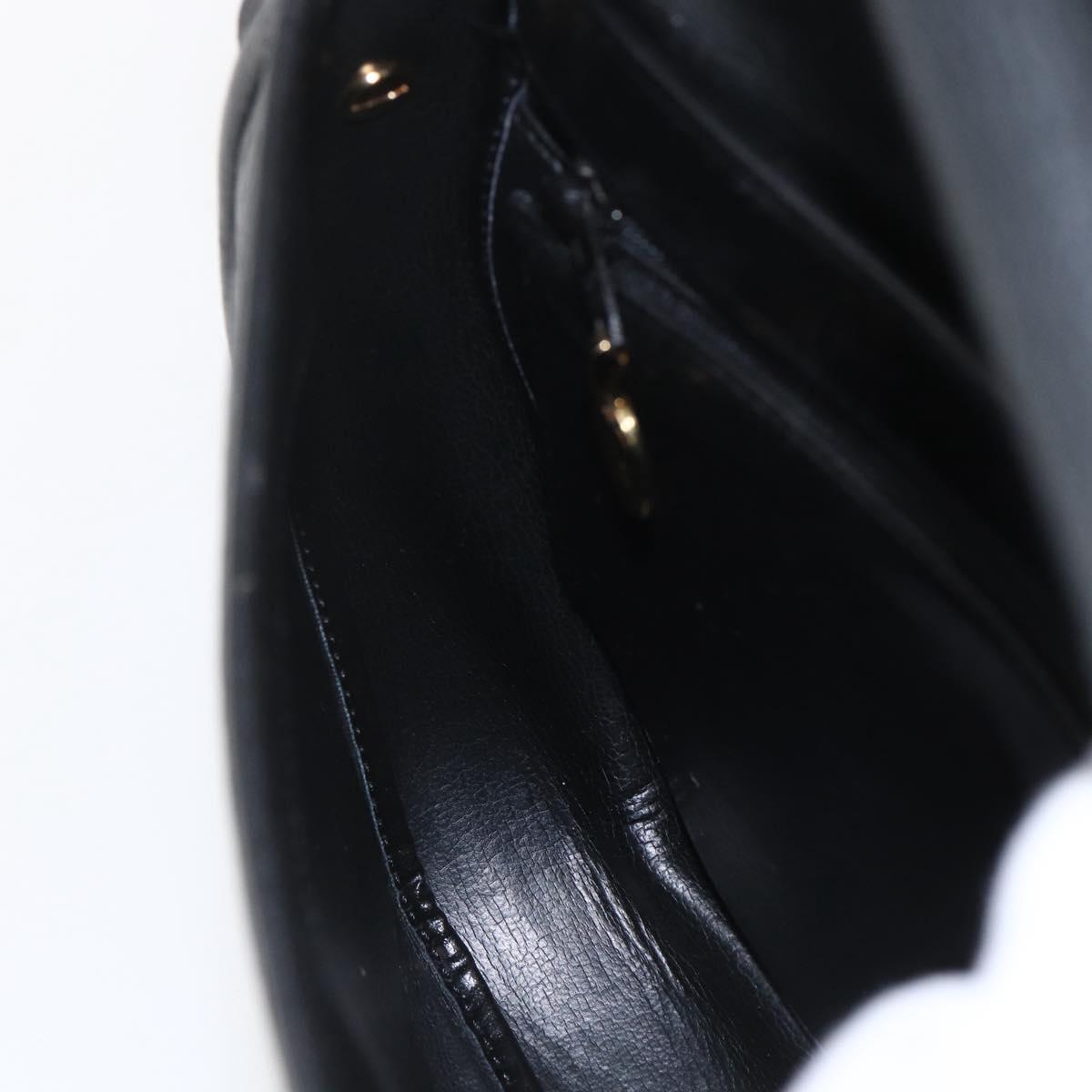 Christian Dior Shoulder Bag Leather Black Gold Auth ka1324