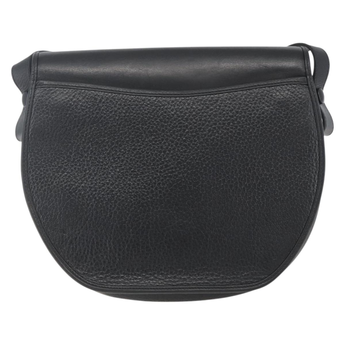 Christian Dior Shoulder Bag Leather Black Gold Auth ka1324