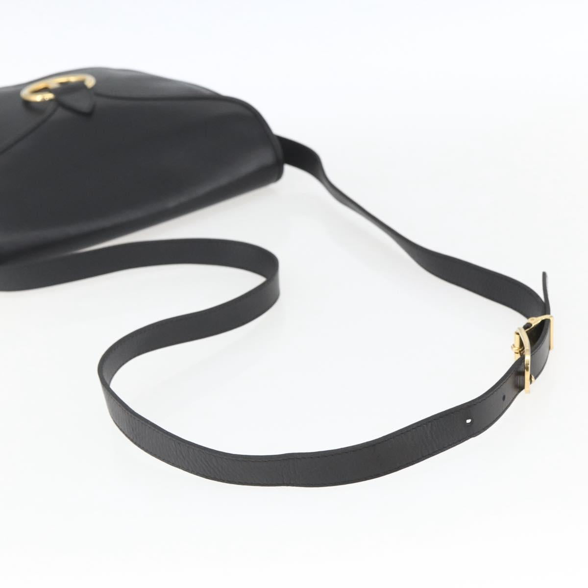 Christian Dior Shoulder Bag Leather Black Gold Auth ka1324