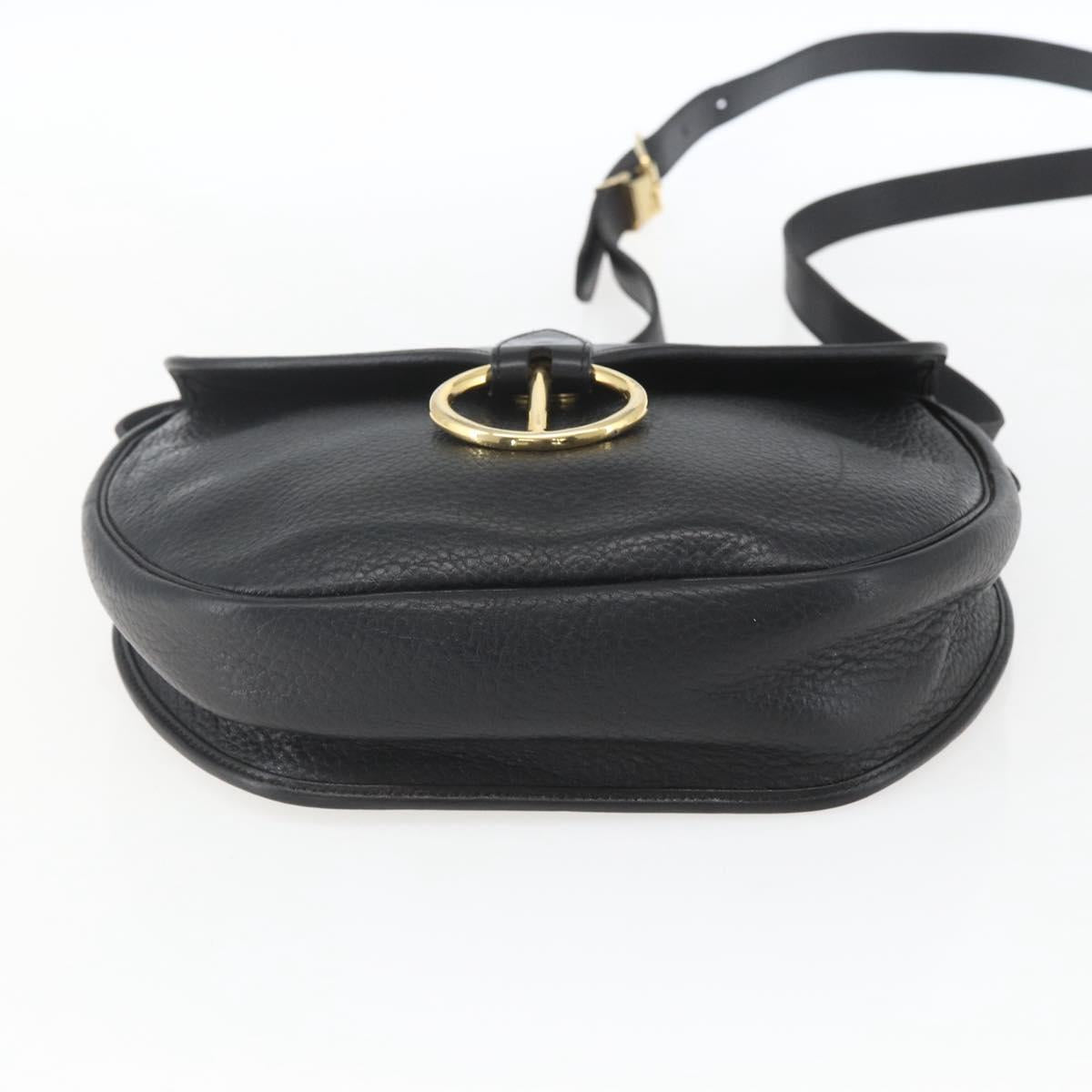 Christian Dior Shoulder Bag Leather Black Gold Auth ka1324