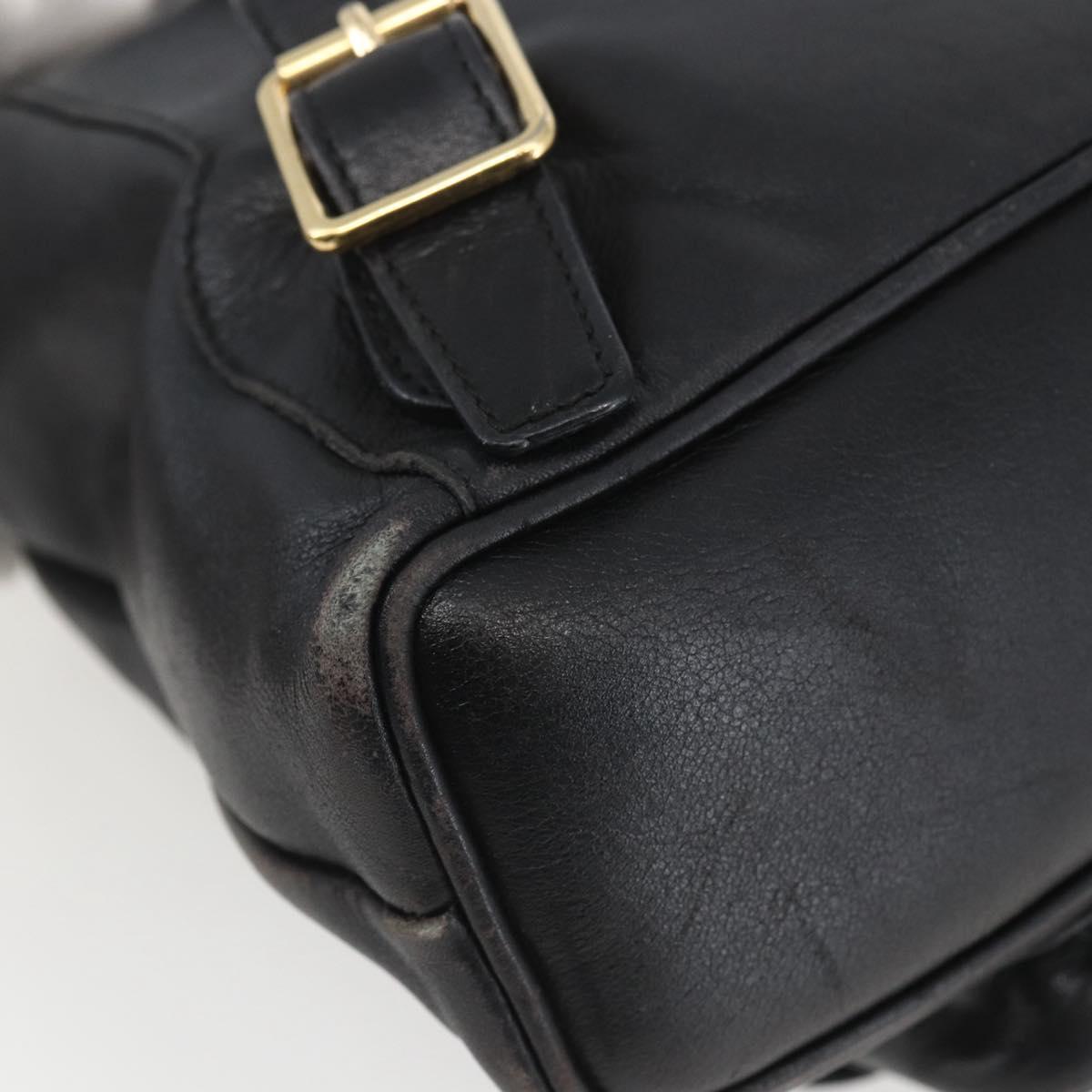 GUCCI Bamboo Backpack Leather Black Gold 003 1956 0030 Auth ka1325A