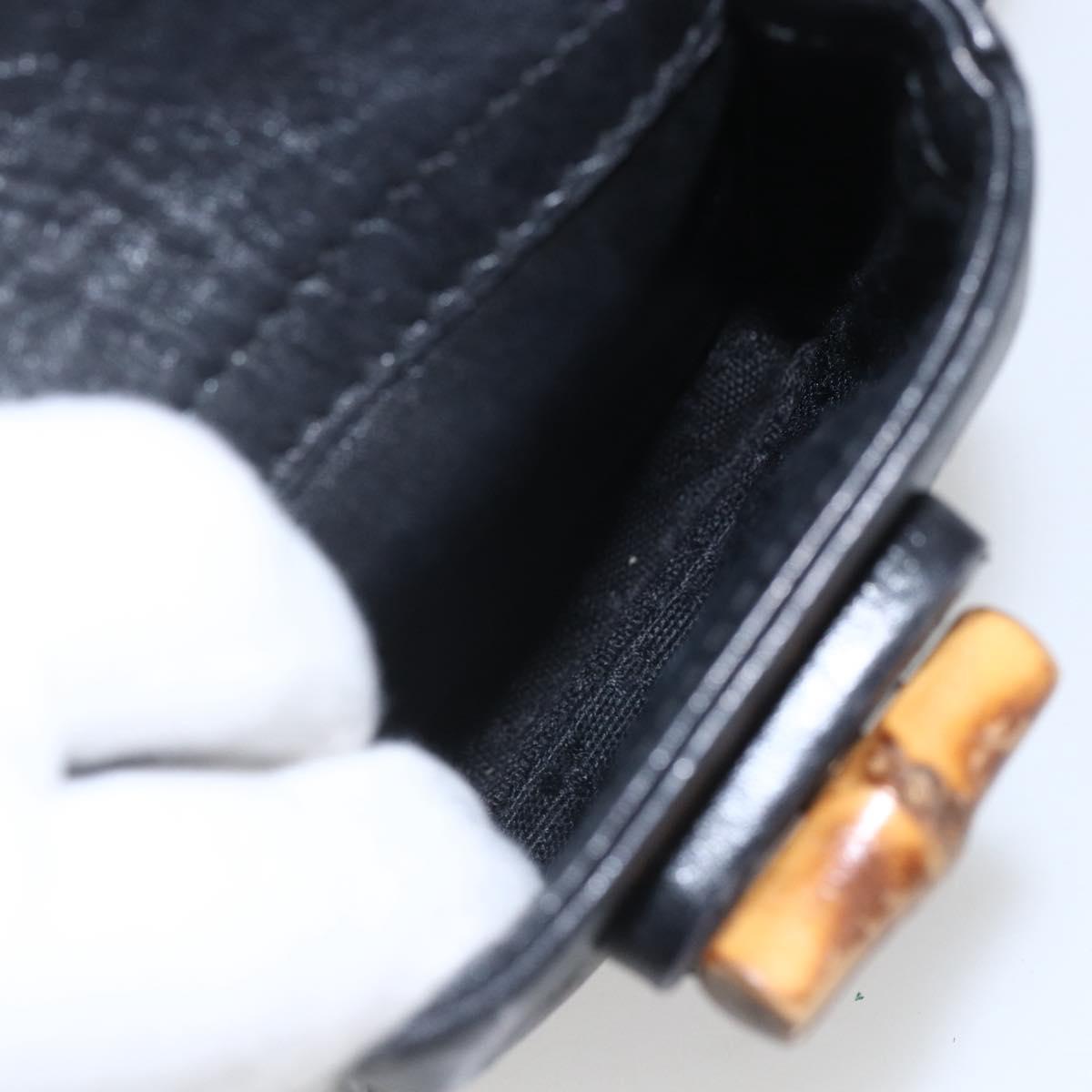 GUCCI Bamboo Backpack Leather Black Gold 003 1956 0030 Auth ka1325A