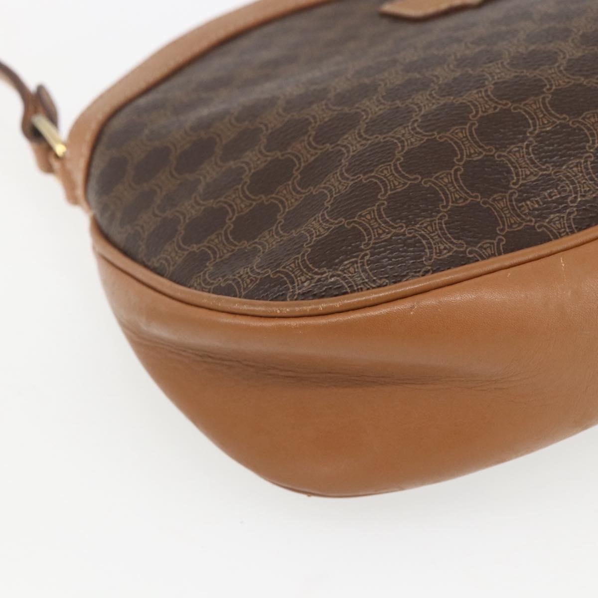 CELINE Macadam Canvas Shoulder Bag PVC Brown Gold Auth ka1327
