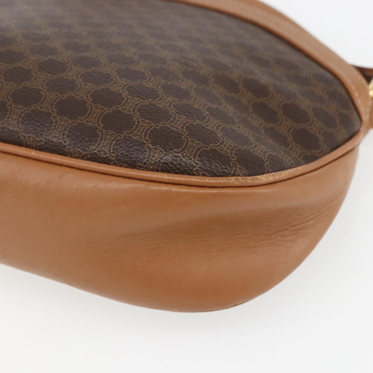 CELINE Macadam Canvas Shoulder Bag PVC Brown Gold Auth ka1327