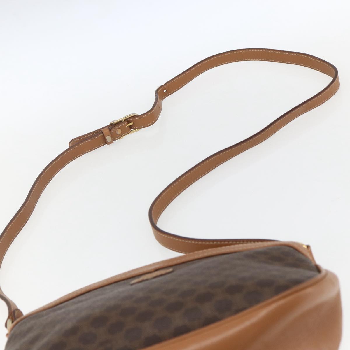 CELINE Macadam Canvas Shoulder Bag PVC Brown Gold Auth ka1327