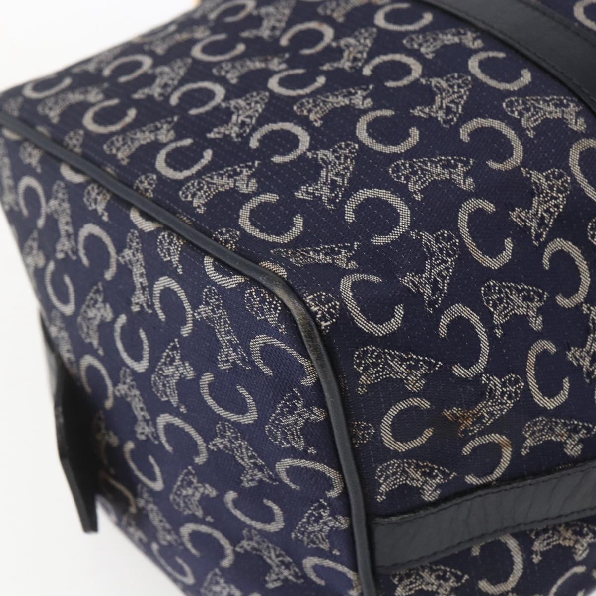 CELINE C Macadam Canvas Hand Bag Navy Gold Auth ka1329