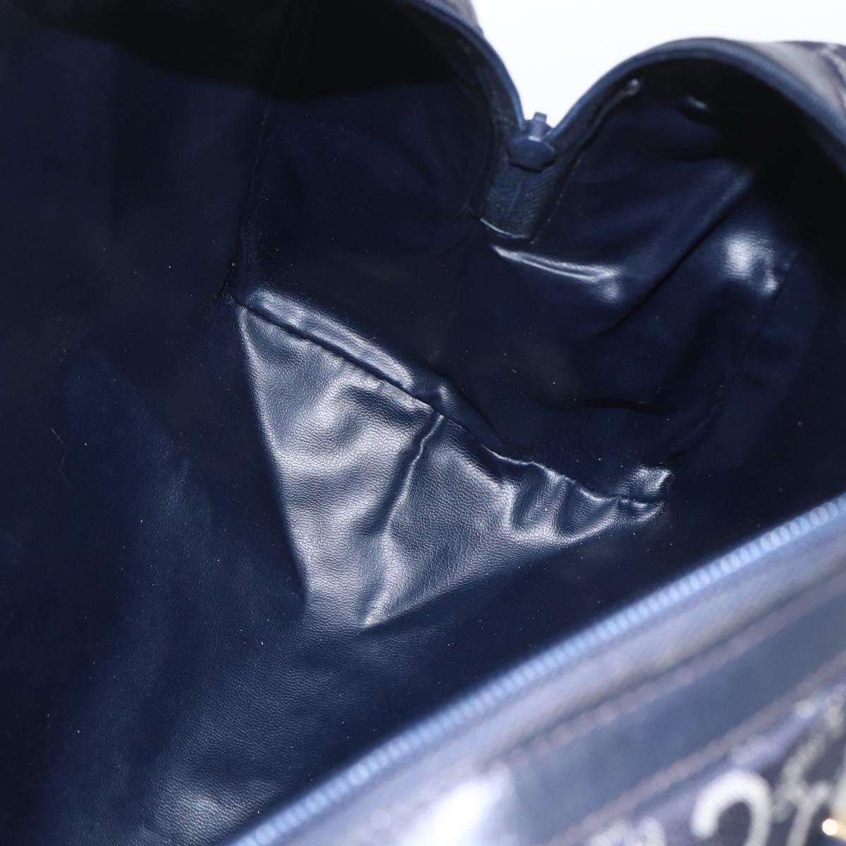 CELINE C Macadam Canvas Hand Bag Navy Gold Auth ka1329