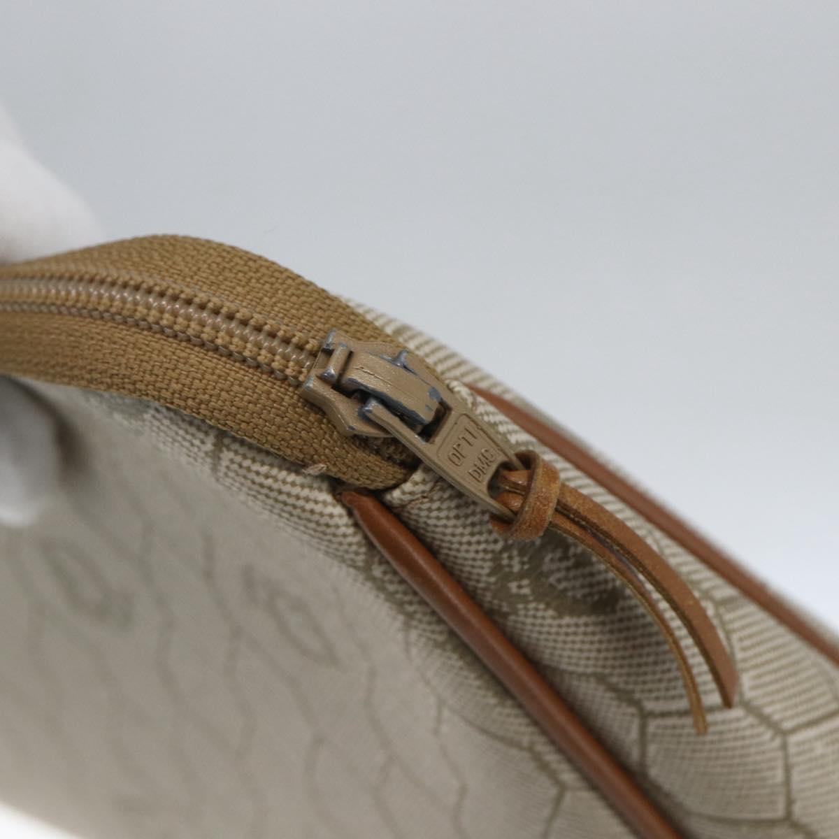 Christian Dior Honeycomb Canvas Pouch PVC Beige Auth ka1336