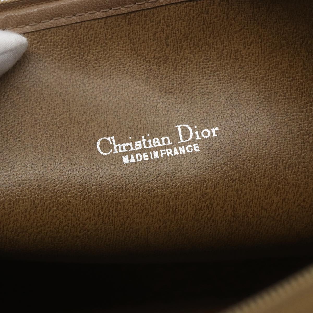 Christian Dior Honeycomb Canvas Pouch PVC Beige Auth ka1336