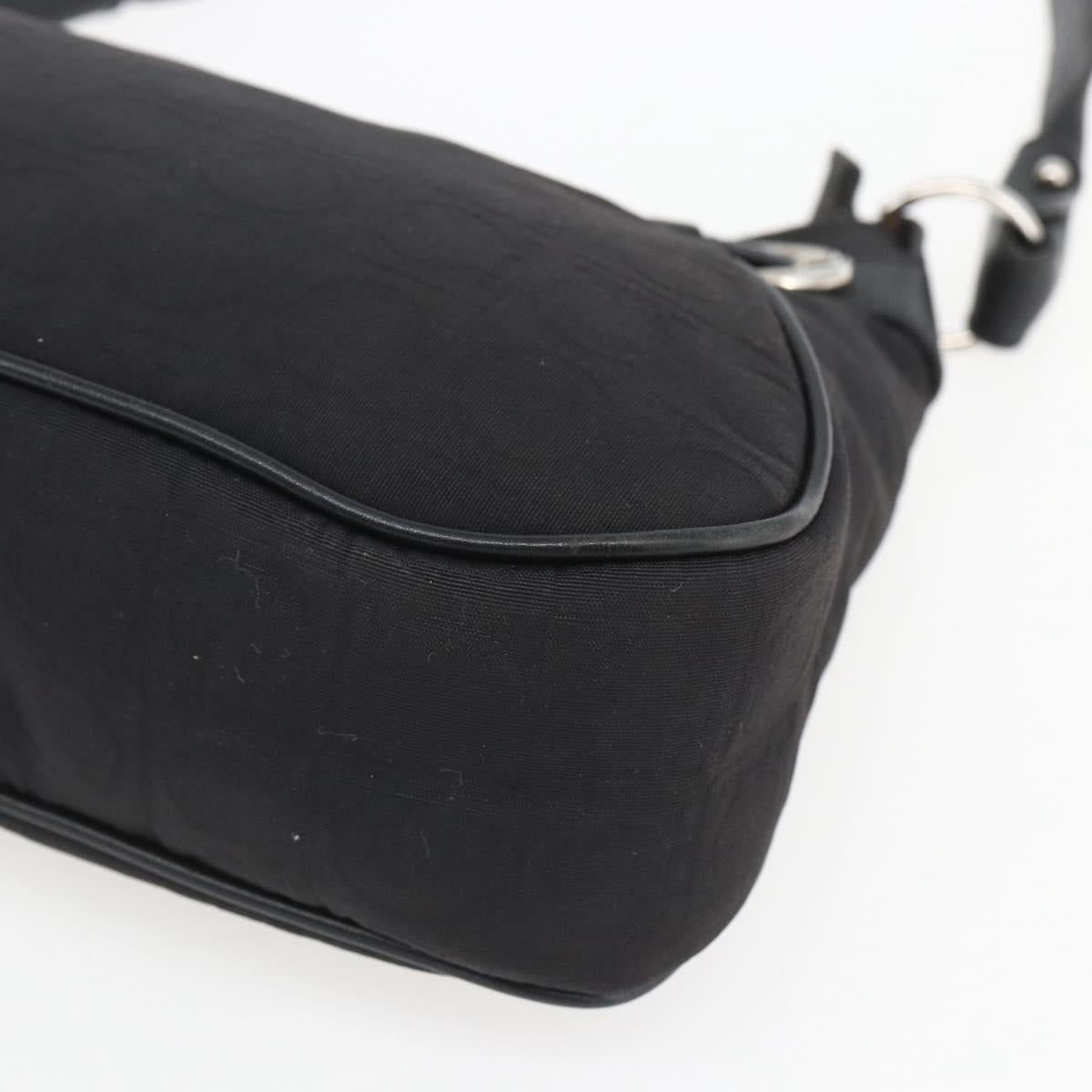 Salvatore Ferragamo Shoulder Bag Canvas Leather Black Silver Auth ka1340