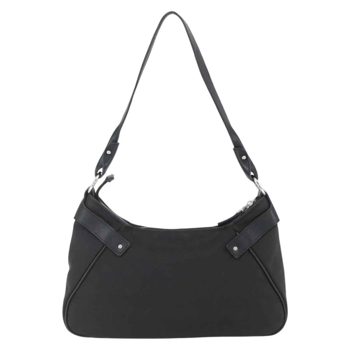 Salvatore Ferragamo Shoulder Bag Canvas Leather Black Silver Auth ka1340
