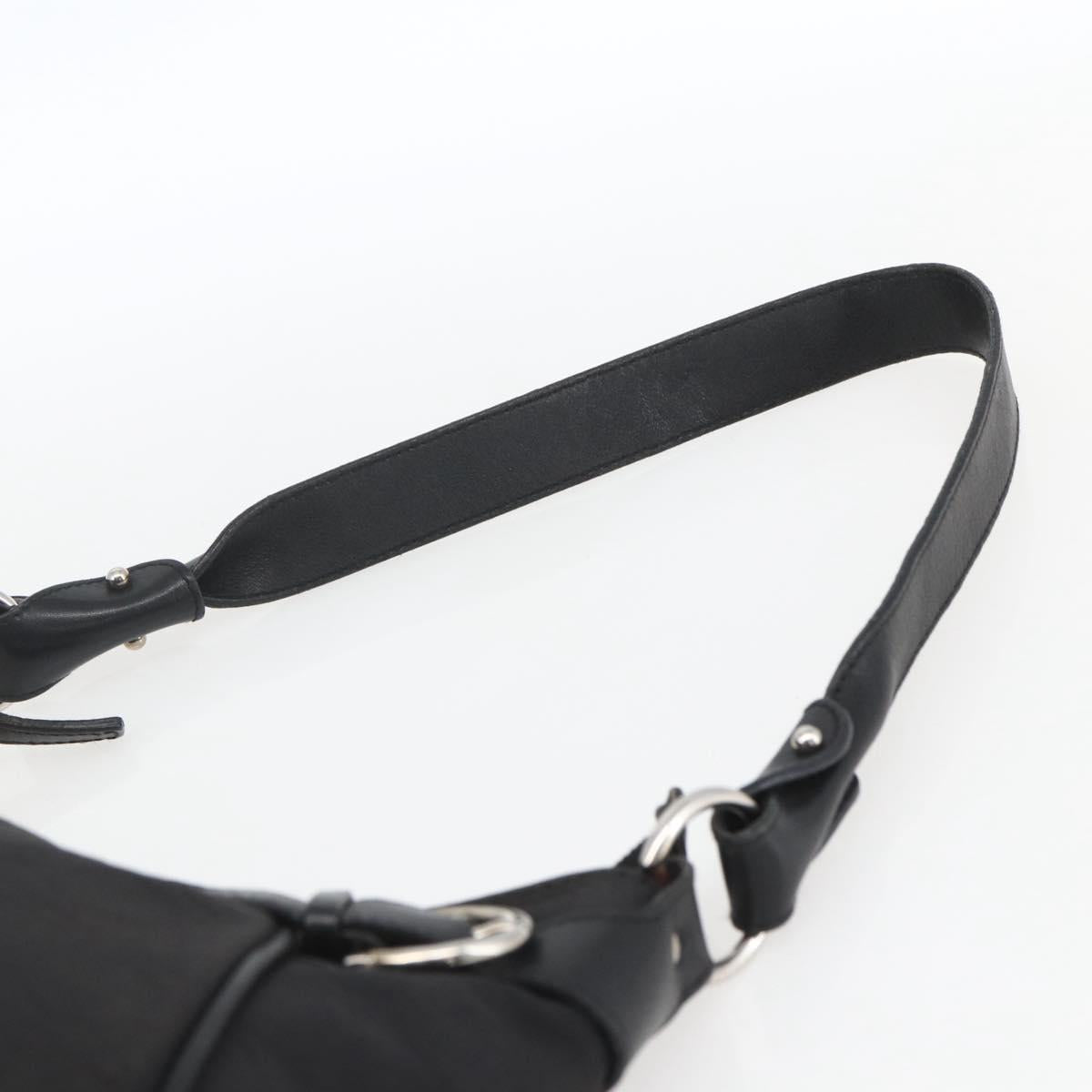 Salvatore Ferragamo Shoulder Bag Canvas Leather Black Silver Auth ka1340