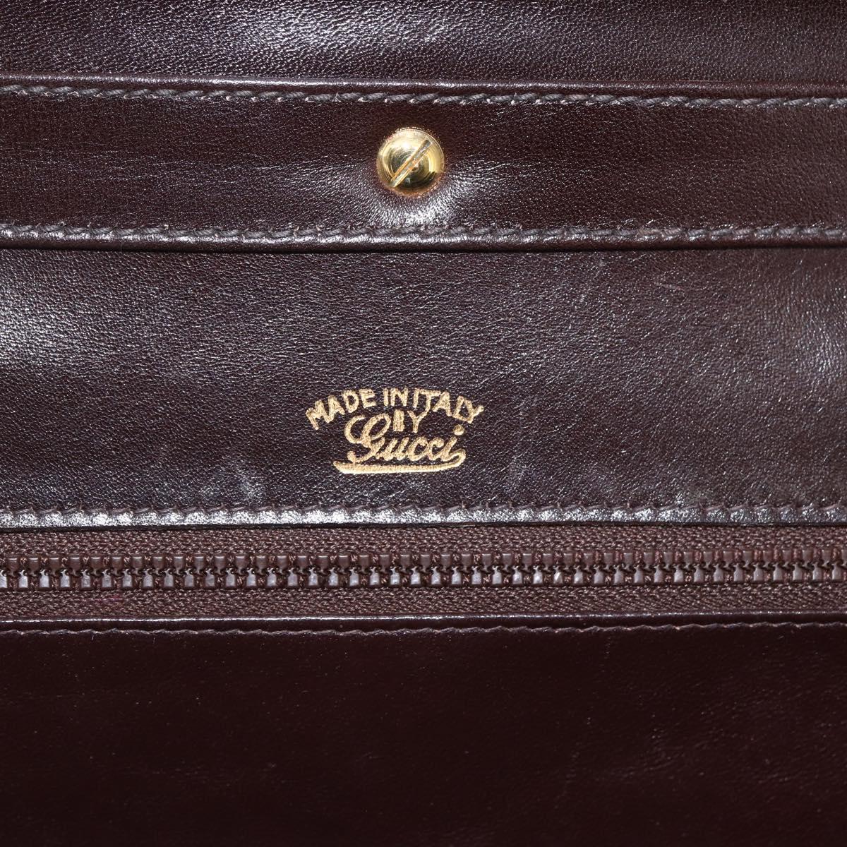GUCCI Web Sherry Line Shoulder Bag Leather Brown Gold Auth ka1343