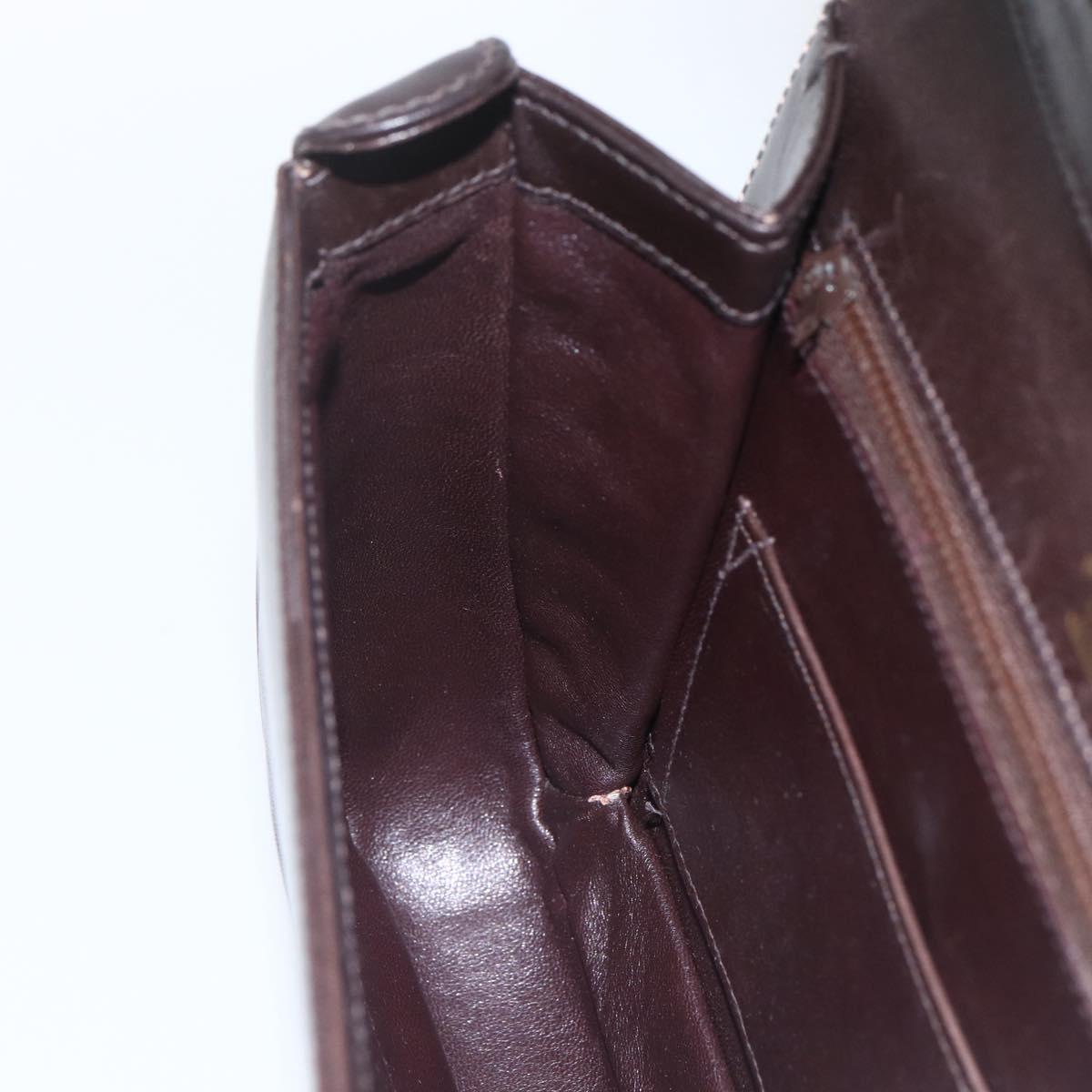 GUCCI Web Sherry Line Shoulder Bag Leather Brown Gold Auth ka1343