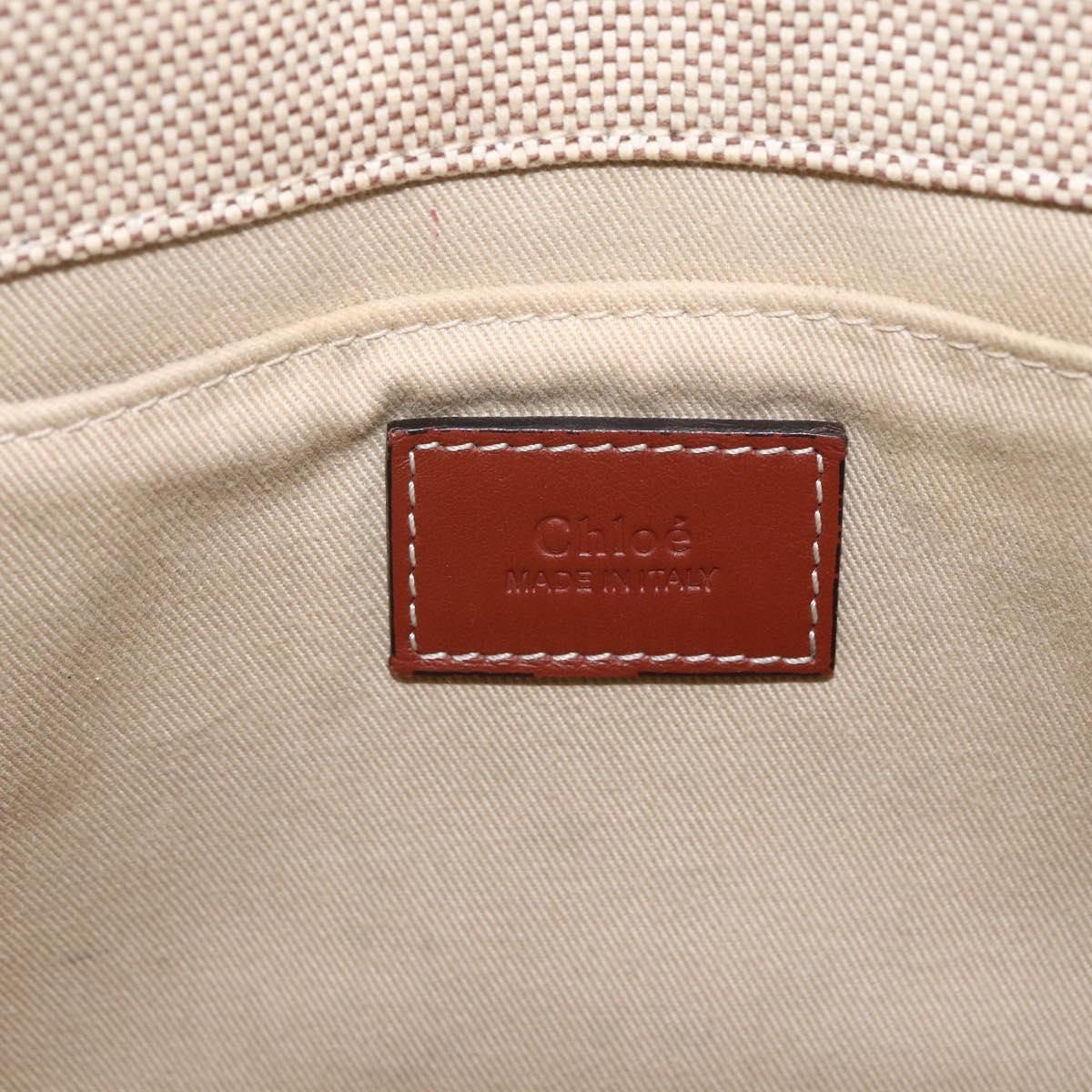 Chloe Woody La Tote Bag Canvas Leather Beige Brown Auth ka1346