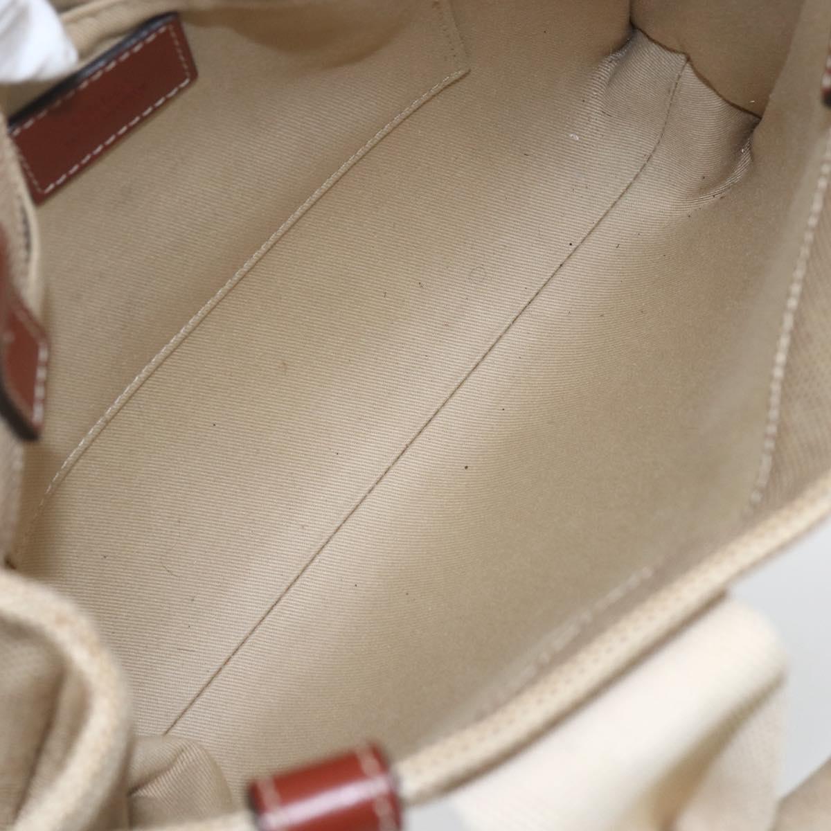 Chloe Woody La Tote Bag Canvas Leather Beige Brown Auth ka1346
