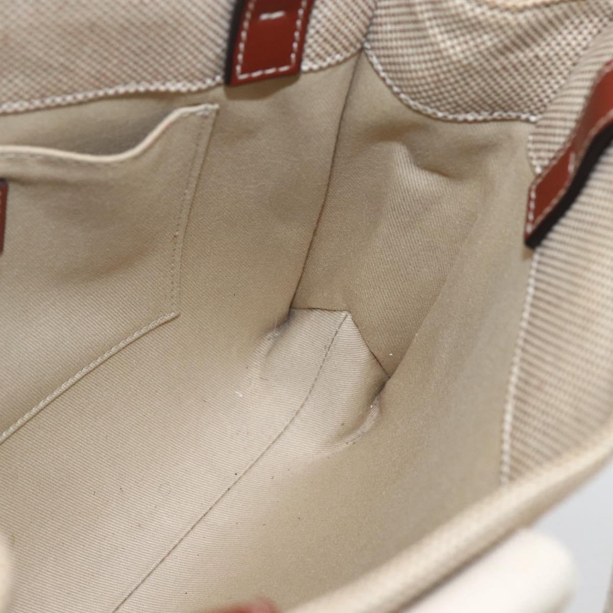 Chloe Woody La Tote Bag Canvas Leather Beige Brown Auth ka1346