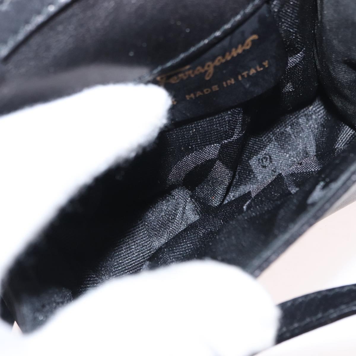 Salvatore Ferragamo Vala Shoulder Bag Leather Black Gold Auth ka135