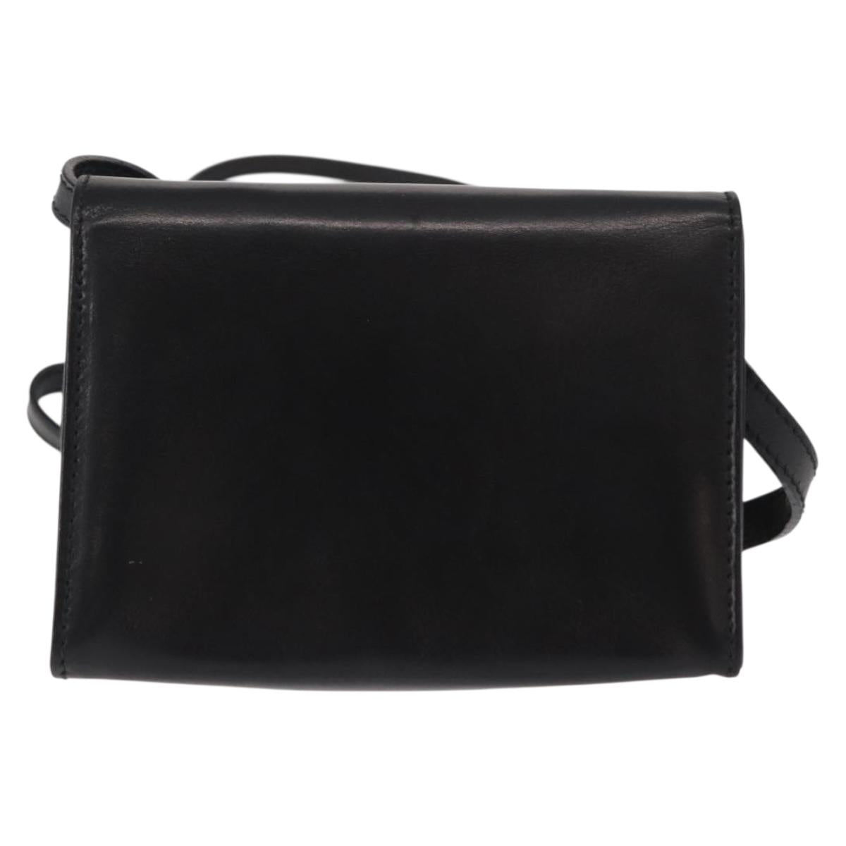 Salvatore Ferragamo Vala Shoulder Bag Leather Black Gold Auth ka135