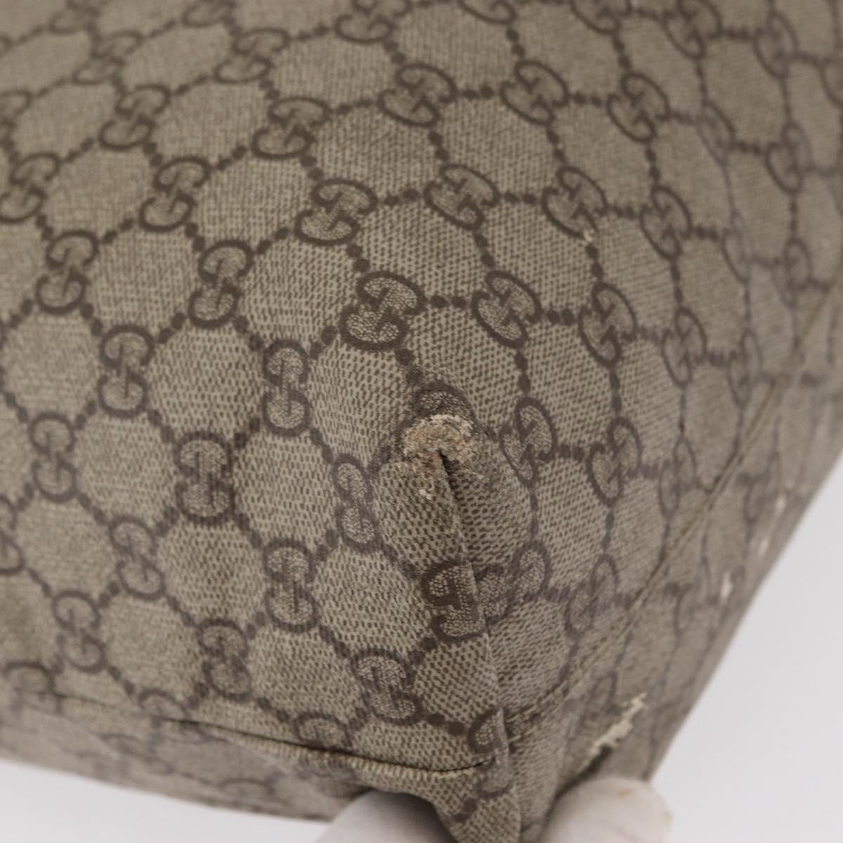 GUCCI GG Supreme Tote Bag PVC Beige Silver 181084 Auth ka1354