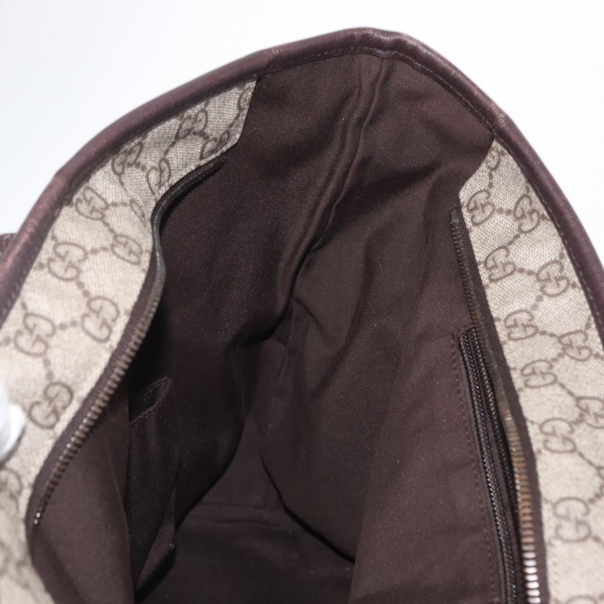 GUCCI GG Supreme Tote Bag PVC Beige Silver 181084 Auth ka1354