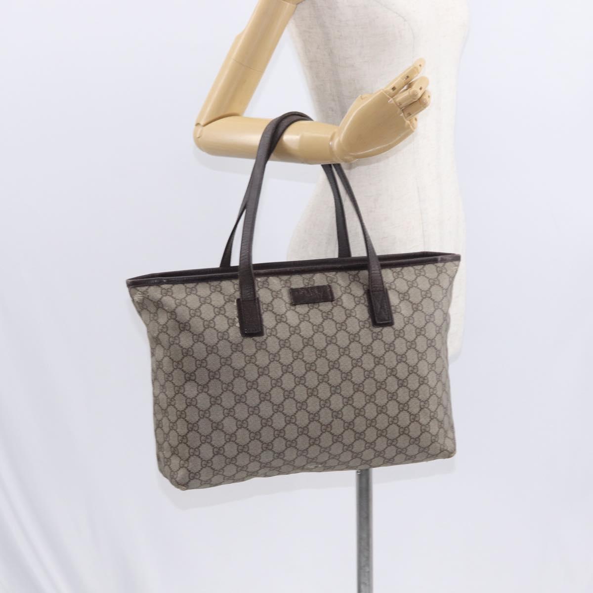 GUCCI GG Supreme Tote Bag PVC Beige Silver 181084 Auth ka1354