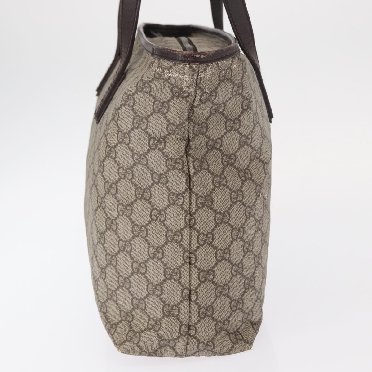 GUCCI GG Supreme Tote Bag PVC Beige Silver 181084 Auth ka1354