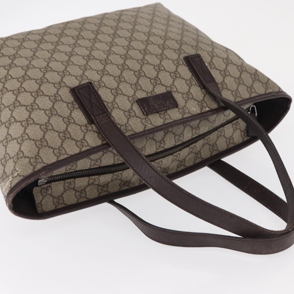 GUCCI GG Supreme Tote Bag PVC Beige Silver 181084 Auth ka1354