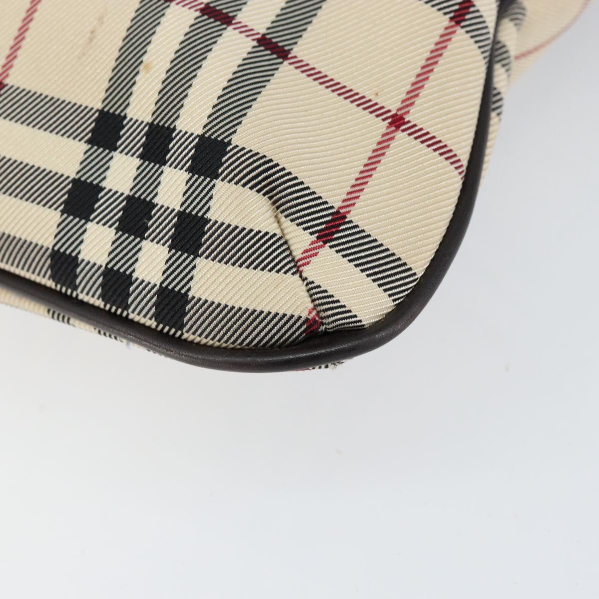 BURBERRY Nova Check Hand Bag Canvas Beige Silver Auth ka136