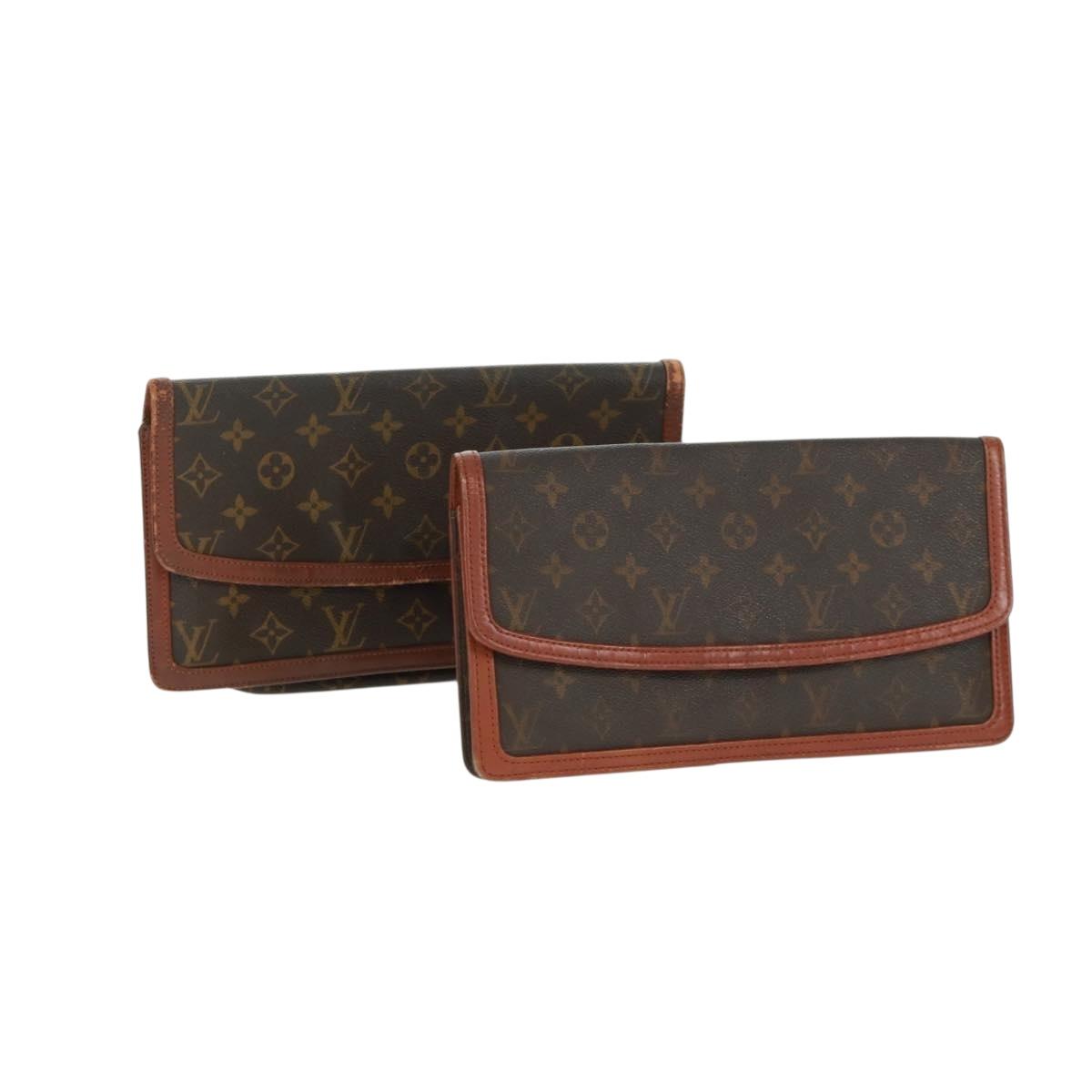 LOUIS VUITTON Monogram Pochette Dam GM Clutch Bag 2 Set M51810 LV Auth ka1361