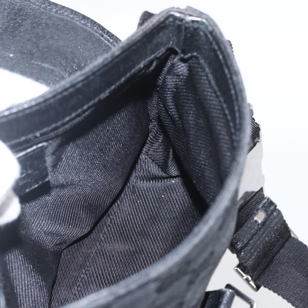 GUCCI GG Canvas Jackie Waist bag Black Silver 92543 Auth ka1363