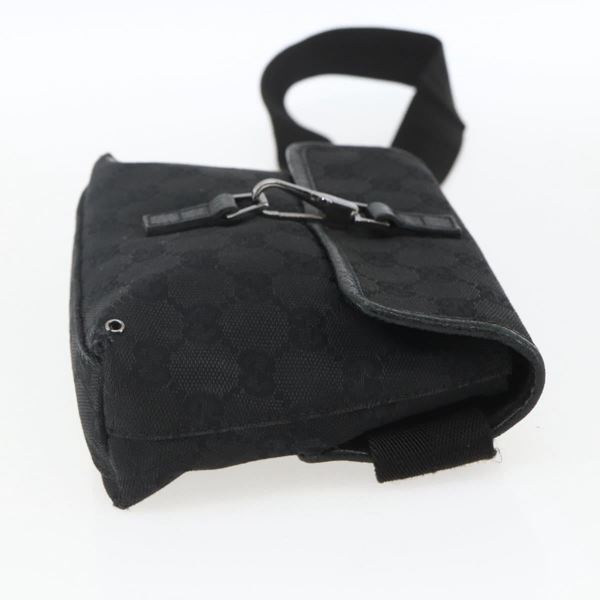 GUCCI GG Canvas Jackie Waist bag Black Silver 92543 Auth ka1363