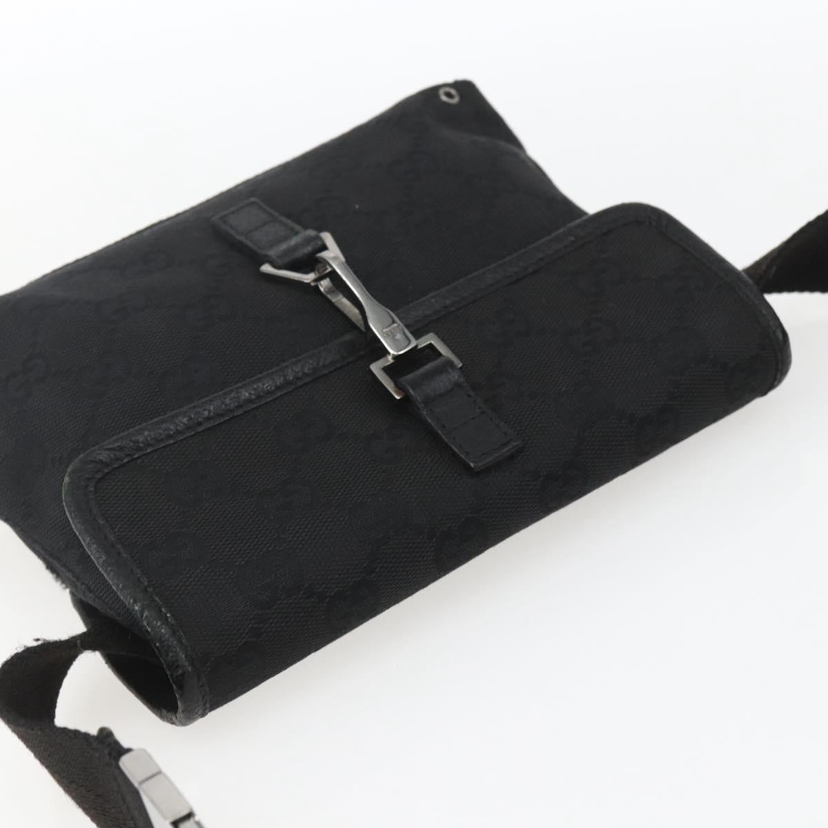 GUCCI GG Canvas Jackie Waist bag Black Silver 92543 Auth ka1363