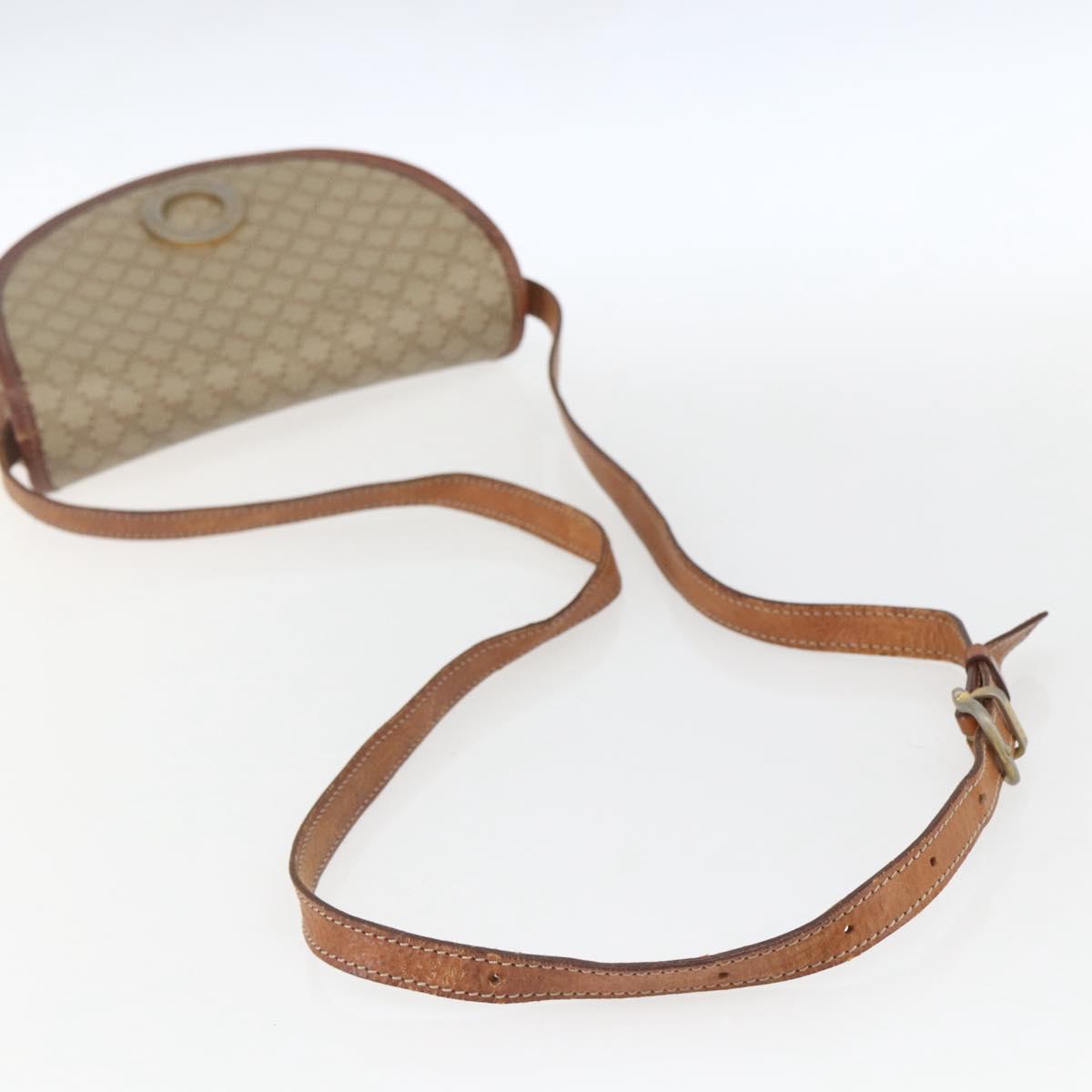 CELINE Macadam Canvas Shoulder Bag PVC Beige Gold Auth ka1364