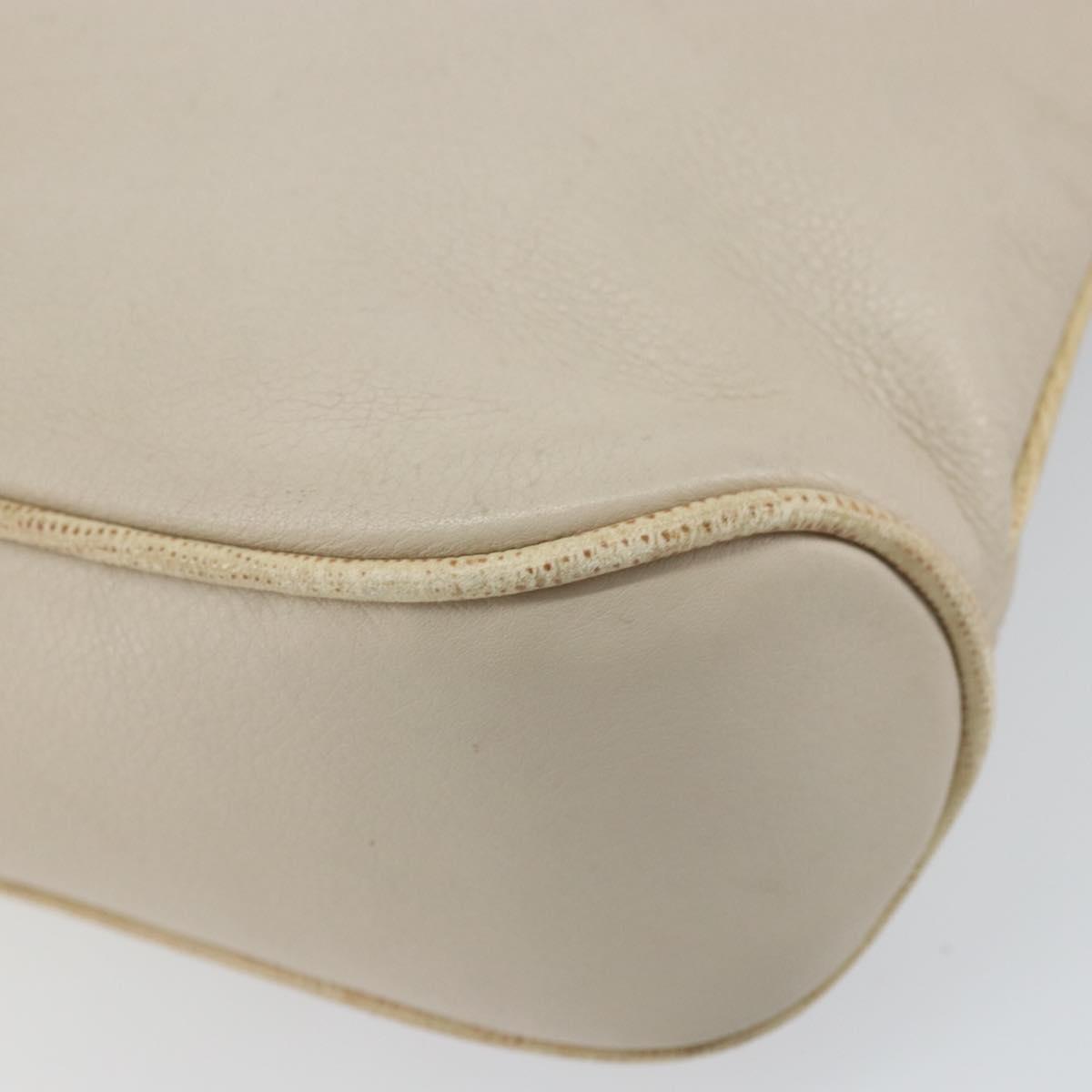 CELINE Shoulder Bag Leather Beige Gold Auth ka1365