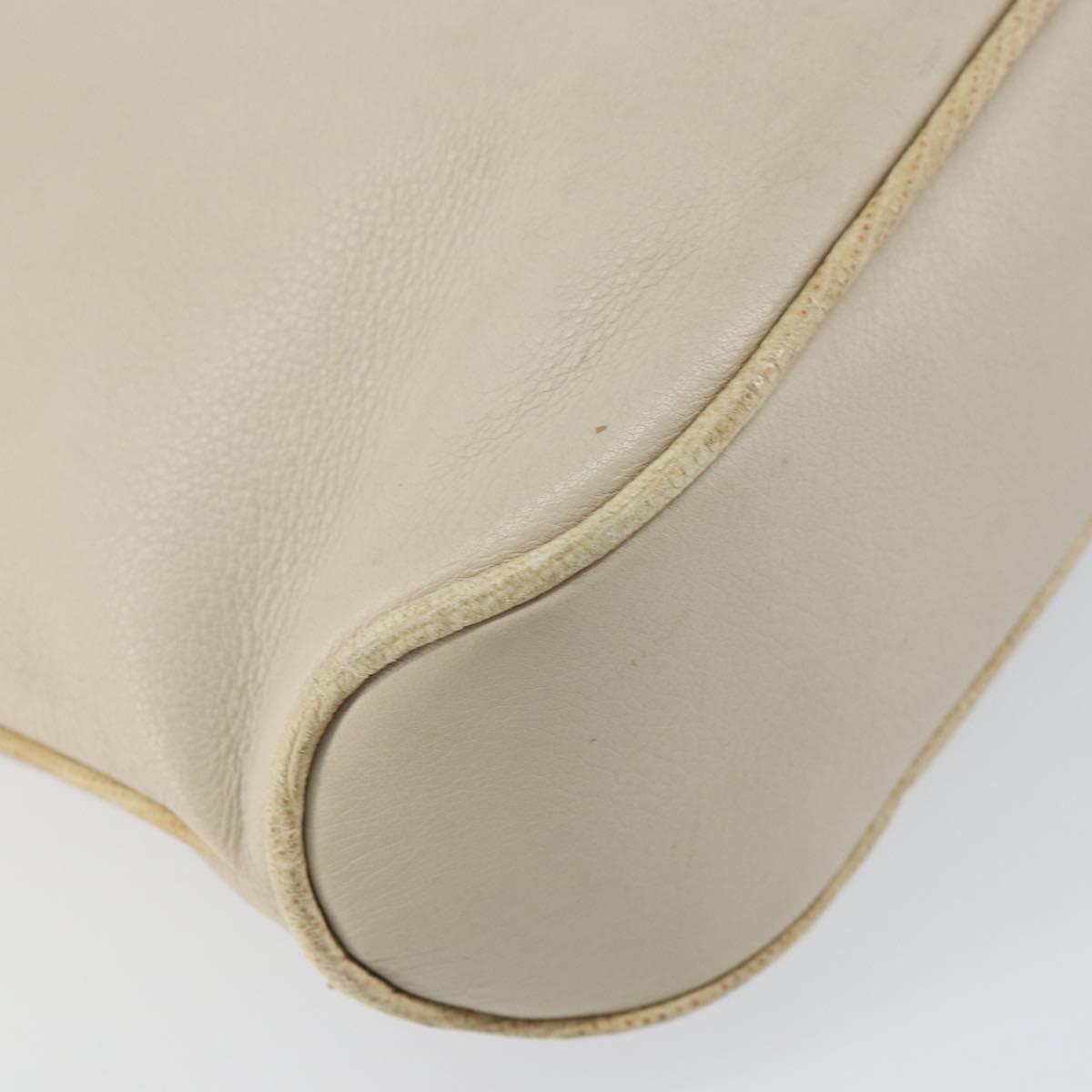CELINE Shoulder Bag Leather Beige Gold Auth ka1365