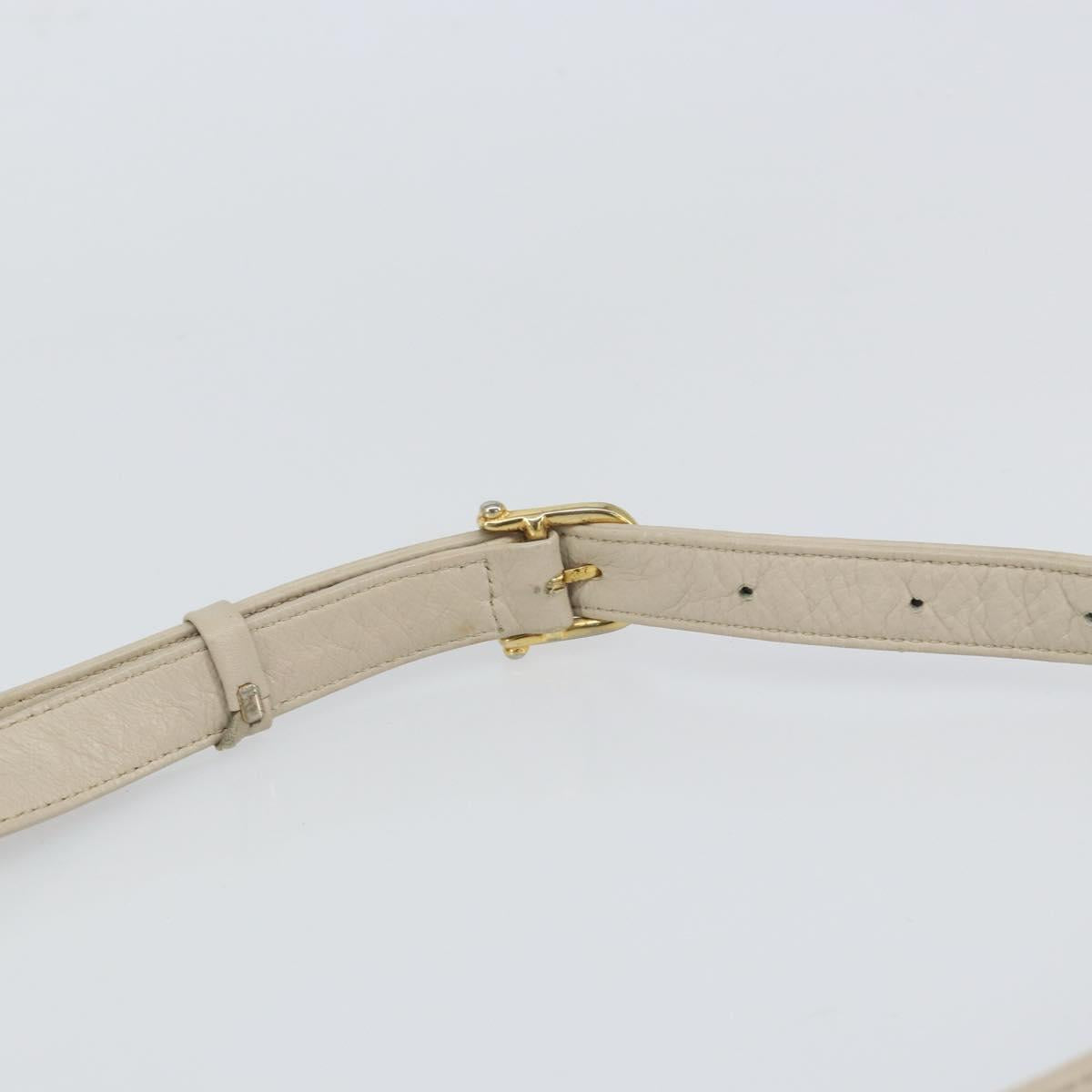 CELINE Shoulder Bag Leather Beige Gold Auth ka1365