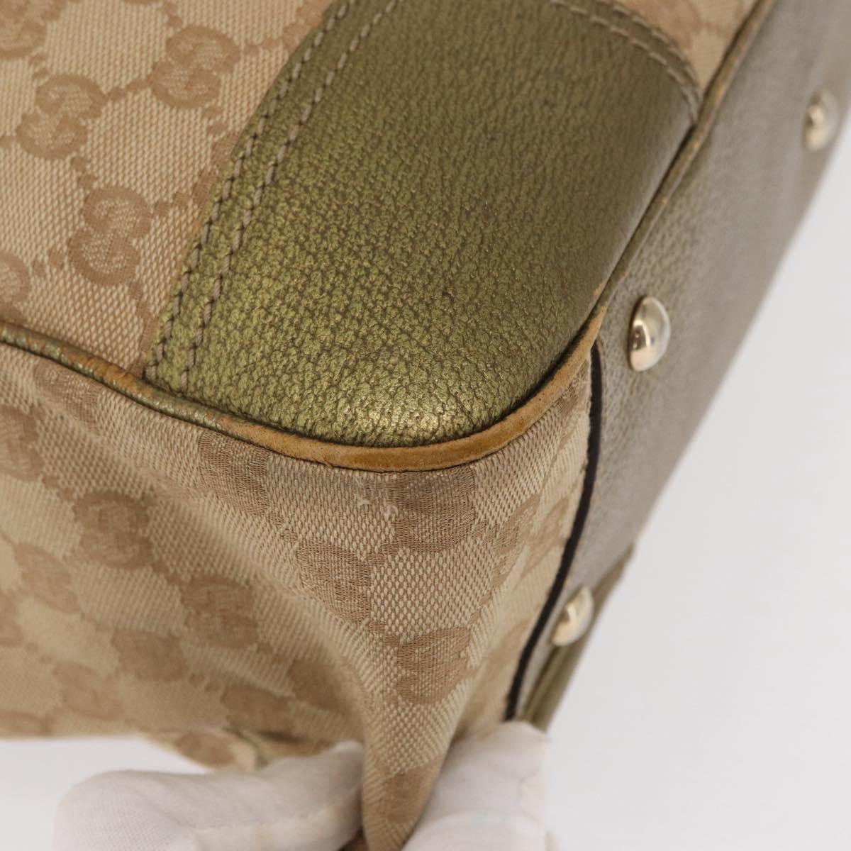 GUCCI GG Canvas Tote Bag Beige Gold 163805 Auth ka1366