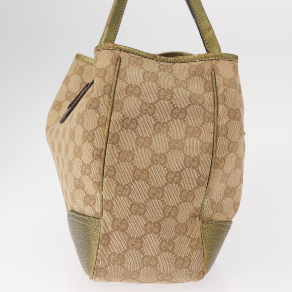 GUCCI GG Canvas Tote Bag Beige Gold 163805 Auth ka1366